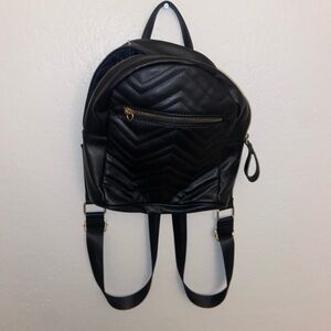 H&M black leather mini backpack strap purse with zipper y2k accessory handbag